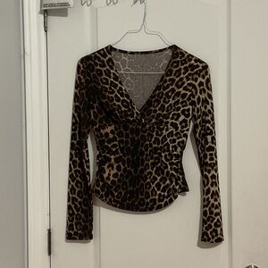 Leopard Print Long Sleeve Top